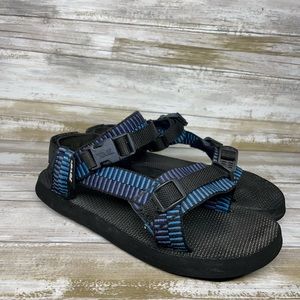 Teva Original Sandals Womens size 8 Casual Slingback Strappy Black Blue Open Toe